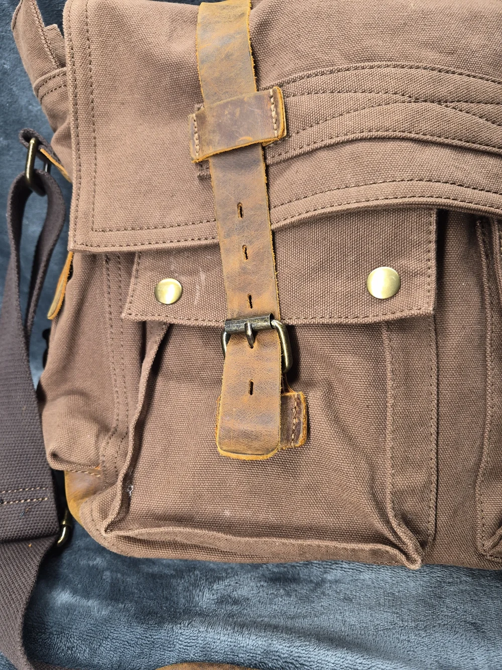 Lifewit Vintage Canavas Messanger Lap Top Bag Heavy Duty Cotton Leather Acent